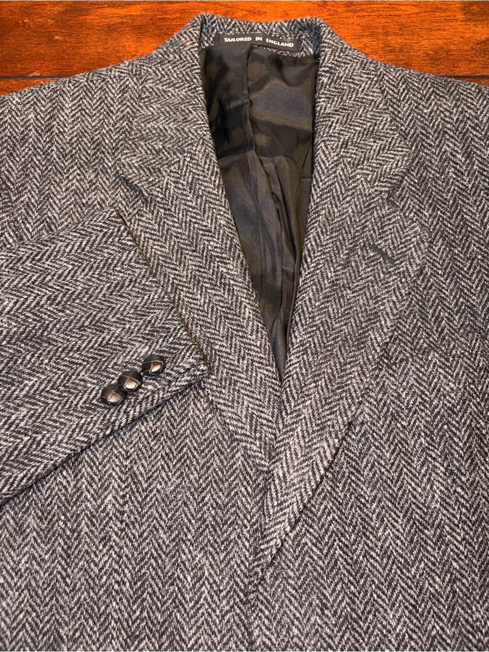 Alexandre London Harris Tweed Grey Herringbone Hand Woven Wool Mens Blazer 38S
